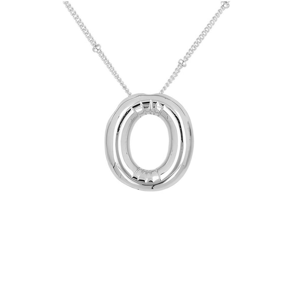 DIOWUS Bubble Letter Necklace For Women,Dainty Balloon Initial Necklaces 18k Gold Plated Chain Pendant Alphabet Necklaces For Girlfriend Charm Simple Gift Jewelry (silver-O)