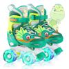 Dino Kids Toddler Roller Skates for Boys Girls,WESKIFAN Dinosaur Quad Skating Shoes with Shiny Light up Wheels&Adjustable Sizes Beginners rollerskates for Birthday Xmas Gifts (Green, S(10~13J)) view 1