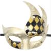 Coolwife Men's Masquerade Mask Vintage Venetian Checkered Musical Party Mardi Gras Mask (W Gold/Black) view 1