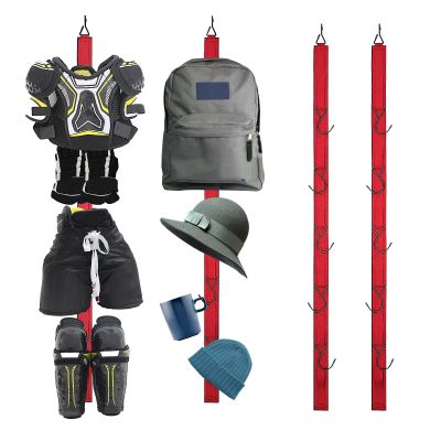 Red/2 Pack Hockey Drying Rack - 5 Hooks Sports Gear Organizer Hanger, Ideal Ice Hockey, Baseball, Football Gifts