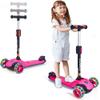 GLAMUP Kids Kick Scooter 3 Wheels, Kids Scooter Height Adjustable Handlebar, Lean-to-Steer System & Easy-Folding Mechanism, Ages 3-14 Boys and Girls1003-Peach view 3