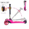 GLAMUP Kids Kick Scooter 3 Wheels, Kids Scooter Height Adjustable Handlebar, Lean-to-Steer System & Easy-Folding Mechanism, Ages 3-14 Boys and Girls1003-Peach view 4