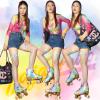 JajaHoho Roller Skates for Women, Holographic High Top PU Leather Rollerskates, Shiny Double-Row Four Wheels Quad Skates for Girls and Age 8-50 Indoor Multicolor (Rainbow, Size 9) view 4