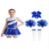 Oyolan Kids Girls Shiny Sequins Cheer Leader Uniform Outfit Sleeveless Zipper Back Cheerleading Dance Dress C5745 Blue 12 Years view 1
