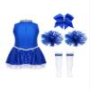 Oyolan Kids Girls Shiny Sequins Cheer Leader Uniform Outfit Sleeveless Zipper Back Cheerleading Dance Dress C5745 Blue 12 Years view 4