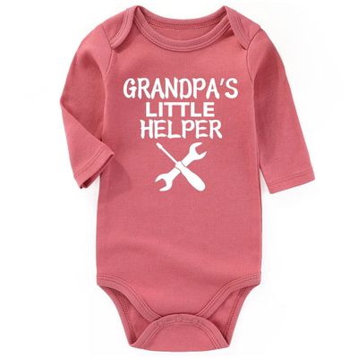 AIZFFZY Grandpa Little Helper Baby Clothes Girl Boy Newborn outfits Funny infant Bodysuits Mauvelong 9-12 months