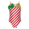 Alvivi Girls Christmas Dance Leotards Candy Cane Costume Shiny Metallic Bow Unitard for Gymnastics Red 4 Years view 1