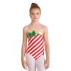 Alvivi Girls Christmas Dance Leotards Candy Cane Costume Shiny Metallic Bow Unitard for Gymnastics Red 4 Years view 2