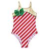 Alvivi Girls Christmas Dance Leotards Candy Cane Costume Shiny Metallic Bow Unitard for Gymnastics Red 4 Years view 4