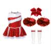 Oyolan Kids Girls Shiny Sequins Cheer Leader Uniform Outfit Sleeveless Zipper Back Cheerleading Dance Dress B2451 Red 12 Years view 3
