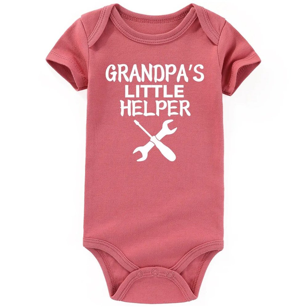 AIZFFZY Grandpa Little Helper Baby Clothes Girl Boy outfits Funny Newborn Bodysuits Mauve 3-6 months