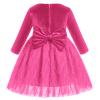 Baby Hot Pink Velvet Dress Long Sleeve Velvet Tulle Dresses Toddler Girls Fall Winter Velvet Ruffle Tutu Dress Christmas Birthday Wedding Velvet Party Princess Dresses Hot Pink-Feather Tulle 4-5 Years view 3