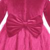 Baby Hot Pink Velvet Dress Long Sleeve Velvet Tulle Dresses Toddler Girls Fall Winter Velvet Ruffle Tutu Dress Christmas Birthday Wedding Velvet Party Princess Dresses Hot Pink-Feather Tulle 4-5 Years view 4