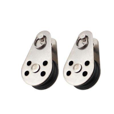 DOITOOL 2pcs Practical Stainless Steel Pulley System with Nylon Rope for Heavy Load Lifting Durable and Corrosion Resistant for Material Handling and Moving