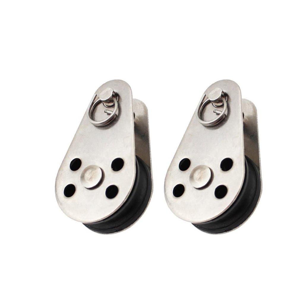 DOITOOL 2pcs Practical Stainless Steel Pulley System with Nylon Rope for Heavy Load Lifting Durable and Corrosion Resistant for Material Handling and Moving