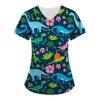 Pattern Scrubs Uniform Set Flower Design Scrub Top Veterinary Scrubs for Women Scrubs Design for Women White Scrub Tops for Women Scrub Working Uniform Tops for Women's Nurses Tops with view 1