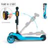 GLAMUP Kids Kick Scooter 3 Wheels, Kids Scooter Height Adjustable Handlebar, Lean-to-Steer System & Easy-Folding Mechanism, Ages 3-14 Boys and Girls1003-Blue view 4