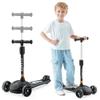 GLAMUP Kids Kick Scooter 3 Wheels, Kids Scooter Height Adjustable Handlebar, Lean-to-Steer System & Easy-Folding Mechanism, Ages 3-14 Boys and Girls1003-Black view 2