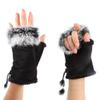ECYC Ltd Womens Faux Fur Trimmed Fingerless Gloves Winter Warm Half Finger Mittens Wrist Warmers Suede Gloves Touchscreen Gloves for Cold Weather view 2