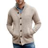 xoxingysm Men's Crewneck Cable Cotton Sweater Casual Knitted Twisted Pullover Solid Sweaters Button Down Knitwear with Pockets(Khaki,X-Large) view 1