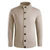xoxingysm Men's Crewneck Cable Cotton Sweater Casual Knitted Twisted Pullover Solid Sweaters Button Down Knitwear with Pockets(Khaki,X-Large) view 2