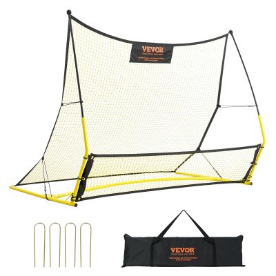 VEVOR Soccer Trainer, 2-in-1 Portable Soccer Rebounder Net, 71"x40" Iron Soccer Practice Equipment, Sports Football Rebounder Wall with Portable Bag, Perfect for Team Solo Training, Passing, Volley