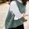HangNiFang Women's Round Neck Sleeveless Pullover Ribbed Knit Sweater Vest Top (0199-Green-S) view 2