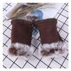 ECYC Ltd Womens Faux Fur Trimmed Fingerless Gloves Winter Warm Half Finger Mittens Wrist Warmers Suede Gloves Touchscreen Gloves for Cold Weather view 4