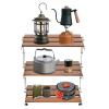 BANLICALI Camping Rack, 3-Tier Camping Folding Storage Rack Organizer with Carry Bag, Retro Rectangular Camping Dish Rack Shelf for Barbecues Camping Hiking Parties Walnut Load 10kg/22.05lbs view 1