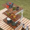 BANLICALI Camping Rack, 3-Tier Camping Folding Storage Rack Organizer with Carry Bag, Retro Rectangular Camping Dish Rack Shelf for Barbecues Camping Hiking Parties Walnut Load 10kg/22.05lbs view 2