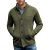 xoxingysm Men's Crewneck Cable Cotton Sweater Knitted Jumper Sweater Long Sleeve Pullover Top Open Front Long Sleeve Knit Solid Cardigans with Pocket(AG,Medium) view 1