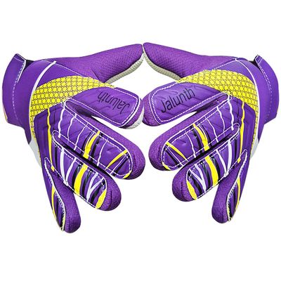 Jalunth Adult Goalkeeper Goalie Soccer Gloves Men Womens Goal Keeper Field Player Glove Anti-Slip Latex Palm Soft Pu Hand Back Purple Size 10 M-L