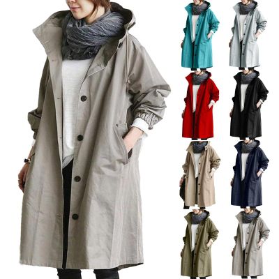 Winter Coats For Women 2025 Oversized Casual Jackets Long Hood Trench Coat Fashion Plus Size Elegant Windbreaker Windproof Comfortable Coat Outwear With Pockets Lightweight Overcoat(A Gray,3X-Large)