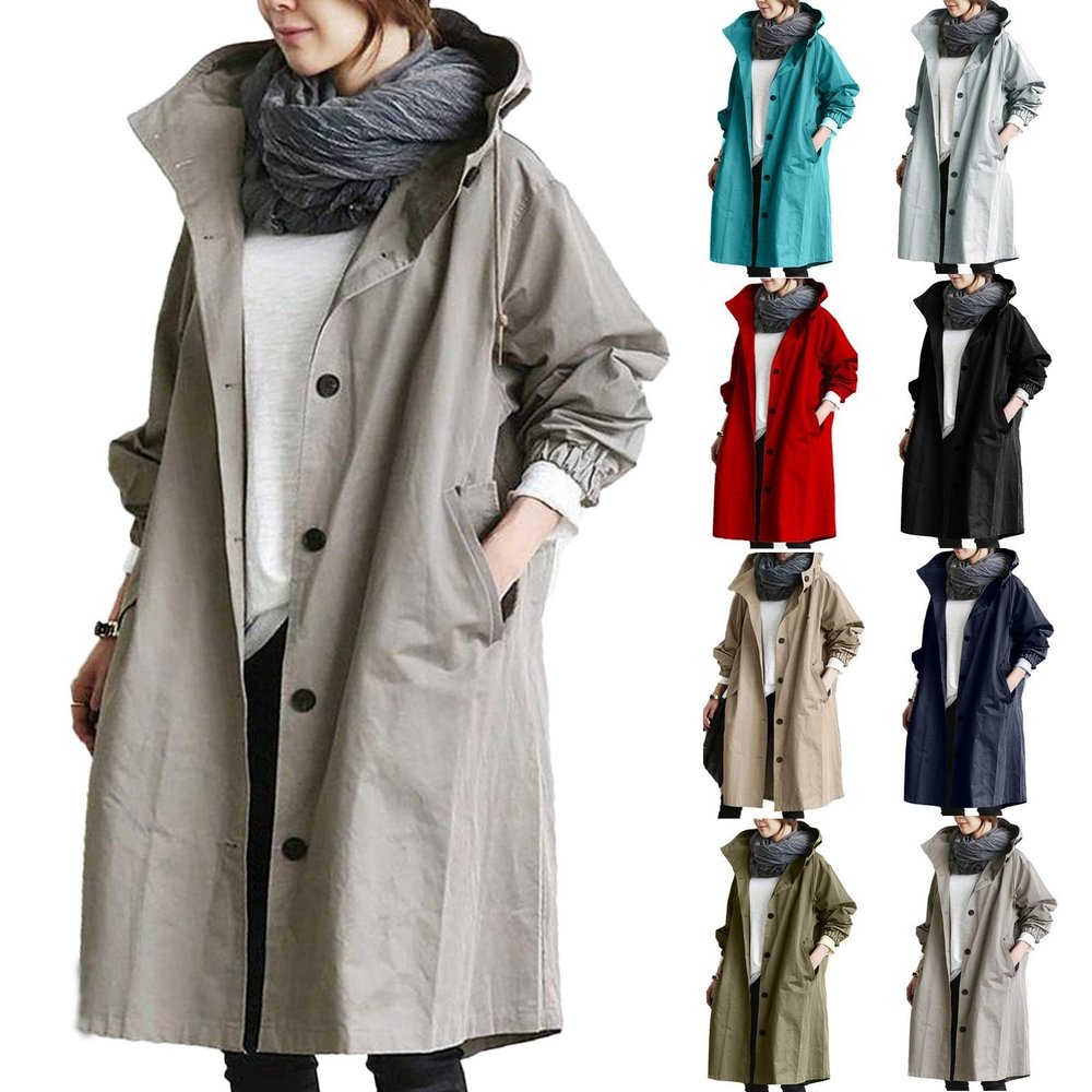 Winter Coats For Women 2025 Oversized Casual Jackets Long Hood Trench Coat Fashion Plus Size Elegant Windbreaker Windproof Comfortable Coat Outwear With Pockets Lightweight Overcoat(A Gray,3X-Large)
