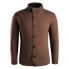 xoxingysm Men's Quarter Zip Up Sweaters Shawl Collar Buttons Down Cable Knit Button Down Knitwear with Pockets(Brown,X-Large) view 2