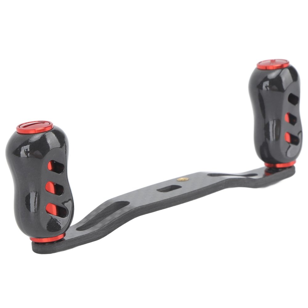 Airshi Fishing Reel Handle, Carbon Fiber Reel Rocker Arm Easy Installation Flat Grip Perfect Match for Replacement (Red)