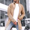 xoxingysm Mens Sweater Vest Long-Sleeve Soft Touch Waffle Stitch Crewneck Sweater Soft Casual Sweaters for Men(Khaki,XX-Large) view 4