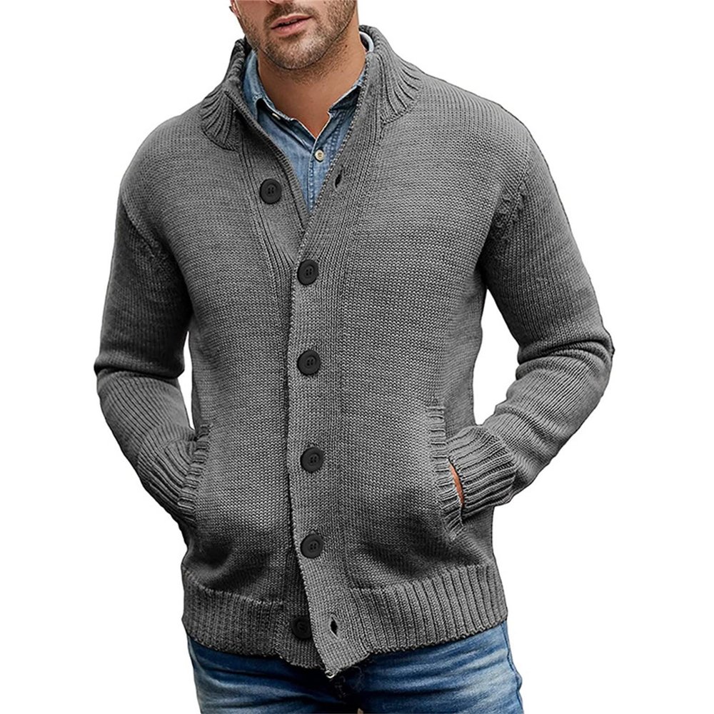 xoxingysm Men's Quarter-Zip French Rib Sweater Long-Sleeve Soft Touch Quarter-Zip Sweater Slim Fit Casual Knitted Sweater with 2 Front Pockets(Dark Gray,3X-Large)