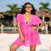 Avidlove Swimsuit Cover Ups for Women Beach Chiffon Swimwear Coverup Sheer Sexy V-Neck Beachwear Pink view 2