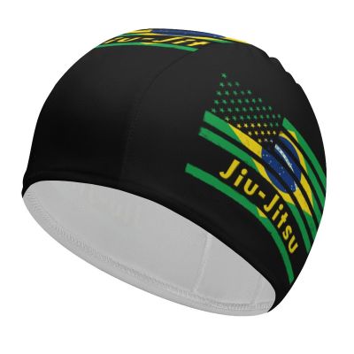 Brazilian Jiu-Jitsu American Flag Swimming Cap for Men Women Durable Swim Cap Bathing Shower Caps for Short/Long Hair