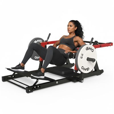 GMWD Hip Thrust Machine, 800 lbs Plate-Loaded Glute Bridge Machine with Weight Holder, Heavy Duty Butt Exercise Equipment for Glute Muscles Building and Butt Shaping, Adjustable Footboard, Red