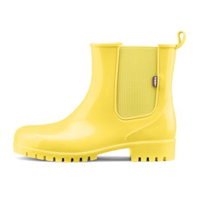 HISEA Short Rain Boots for Women Waterproof Garden Shoes Anti-Slipping Ankle Chelsea Rainboots for Ladies with Comfort Insole Lightweight Stylish Rubber Rain Shoes Outdoor Work Booties, Size 8 Yellow