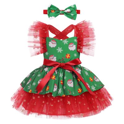 Baby Girls Christmas Dresses Toddler Red Xmas Party Tulle Dress Holiday Birthday Pageant Party Photoshoot Princess Tutu Dresses Green 3-6 Months