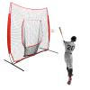 RIAHNEAH 7 * 7ft Baseball Net, Indoor Outdoor Baseball Hitting Net with Carry Bag, Softball Hitting Net Baseball Practice Aids Suitable for Teams Or Individuals to Hit and Pitch The Ball, Red Black view 1