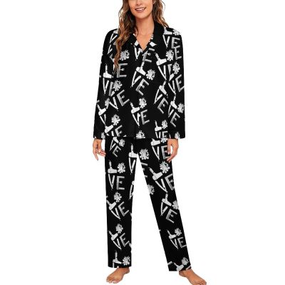 Hairdresser Hairstylist Love Long Sleeve Womens Pajama Sets V-Neck Loungewear Two-Piece Sleepwear with Pockets M
