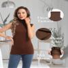 MANCYFIT Thermal Tank Top for Women Cold Weather Sleeveless Thermal Underwear Fleece Lined Shirt Turtleneck Warm Camisoles Brown Large view 2