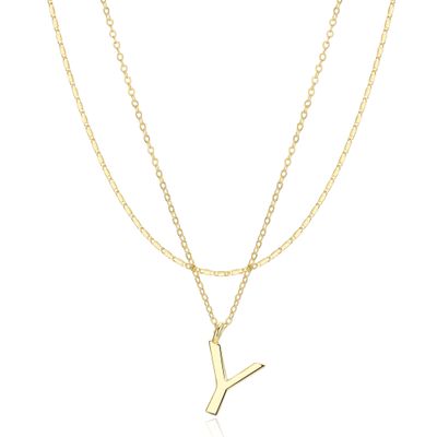 Aprilery Gold Layered Initial Necklaces for Women Trendy, Dainty 14K Gold Plated Letter Pendant Necklace Initial Choker Chain Necklace Jewelry for Her (Y)