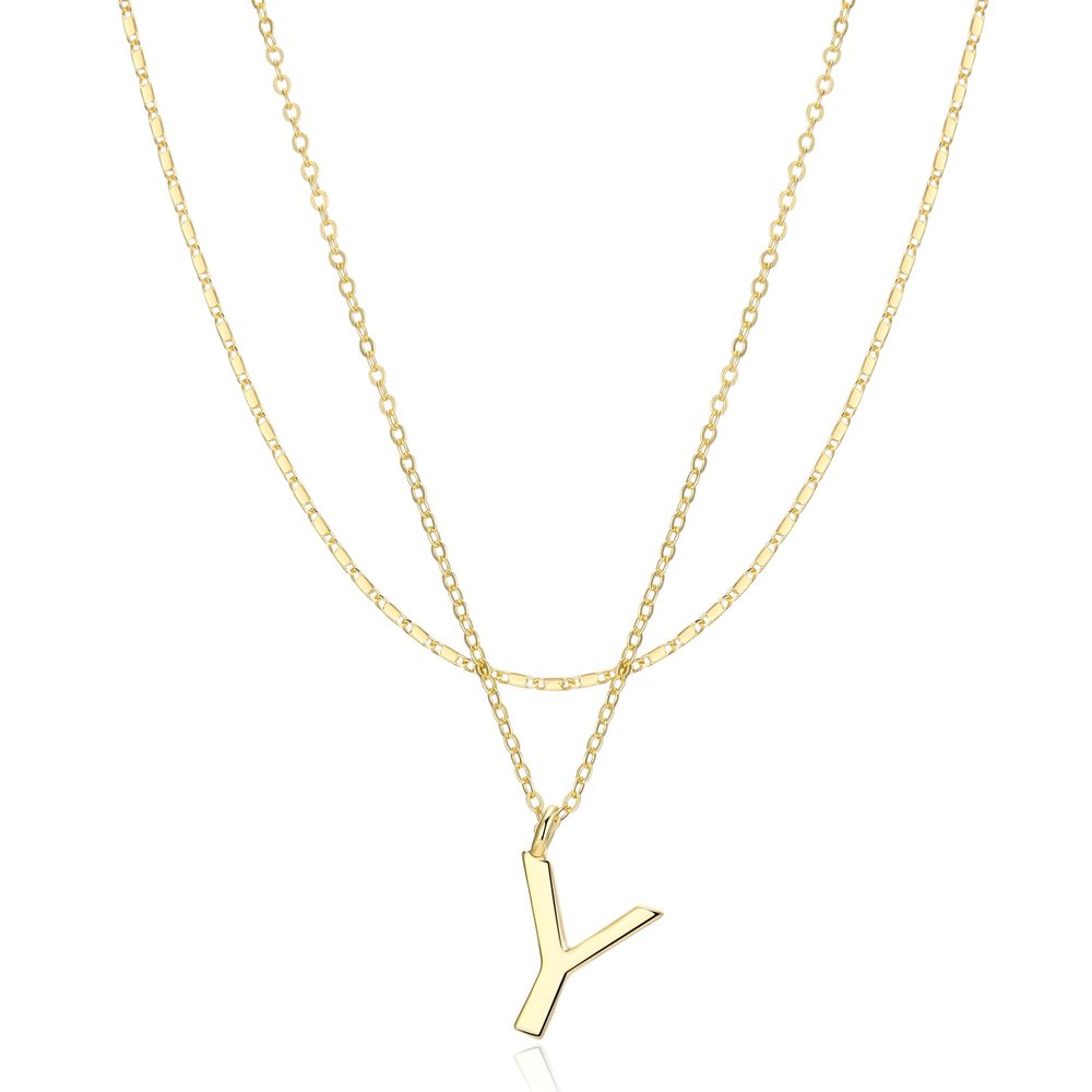 Aprilery Gold Layered Initial Necklaces for Women Trendy, Dainty 14K Gold Plated Letter Pendant Necklace Initial Choker Chain Necklace Jewelry for Her (Y)