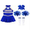 Moily Big Girls Basic Cheerleading Team Rooter Uniform Dress Cheer Printed Top Pleated Mini Skirts Halloween Costume A#Blue01 10 view 3