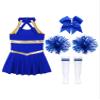 Moily Big Girls Basic Cheerleading Team Rooter Uniform Dress Cheer Printed Top Pleated Mini Skirts Halloween Costume A#Blue01 10 view 4